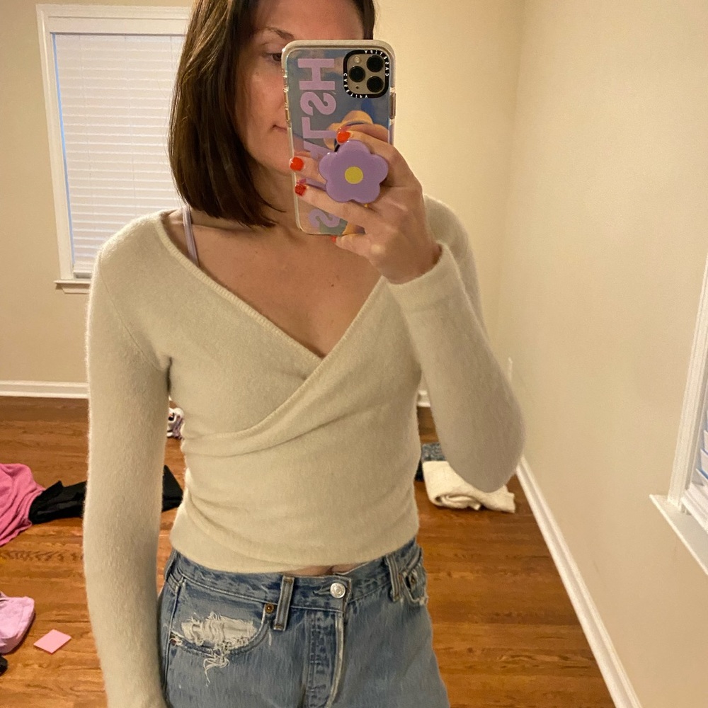 Sweet little cashmere wrap sweater